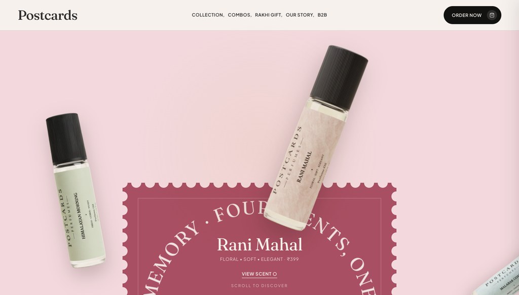 Postcards Perfumes collection page