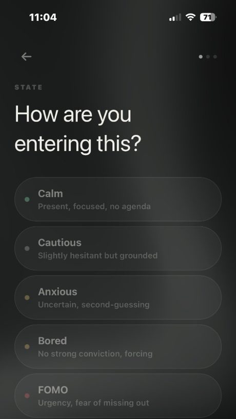 Tradriv process check screen